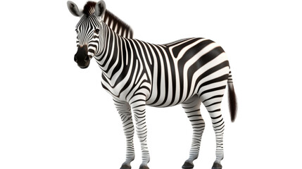 A zebra stands gracefully on a pristine white surface