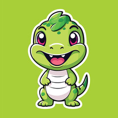Obraz premium cute green dino for kids graphic