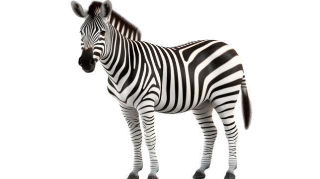 A zebra stands gracefully on a pristine white surface