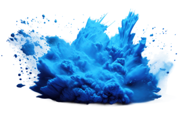 Blue Substance Suspended in Air on White Background. On a White or Clear Surface PNG Transparent Background.