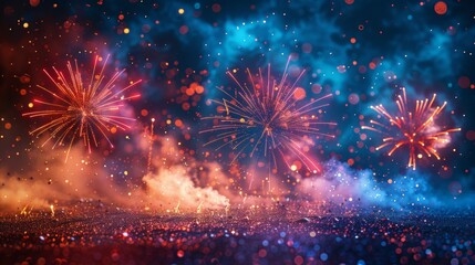 New year fireworks display modern illustration for all celebrations - obrazy, fototapety, plakaty