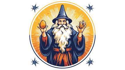 The magic wizard with sunburst logo flat vector