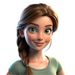 A young girl looking so happy for advertising. Minimal style. 3d render