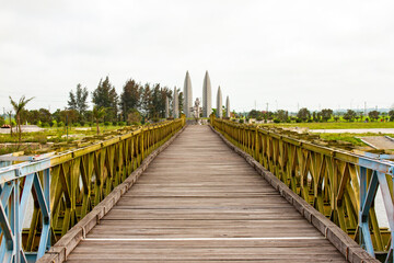 Hien Luong Bridge Relic In Quang Tri Province, Vietnam. Hien Luong Bridge Was The Boundary Dividing...