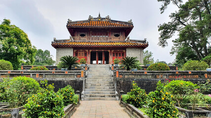 Minh Lau Pavilion In Mausoleum Of Minh Mang In Hue, Vietnam. Mausoleum Of Minh Mang Is One Of The...