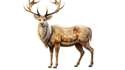 A majestic deer displaying intricate antlers on its head in a whimsical and enchanting drawing