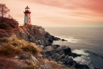 Rolgordijnen lighthouse at sunset © jowel