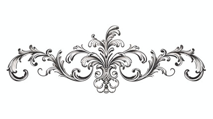 Fototapeta na wymiar Vintage baroque frame scroll ornament engraving border