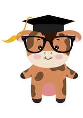 Cute cow with graduation cap