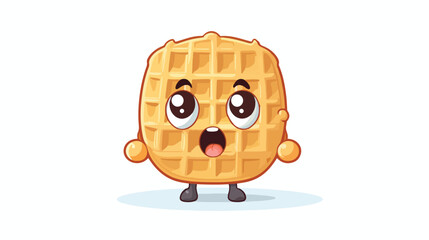 Waffle mascot character with afraid gesture 