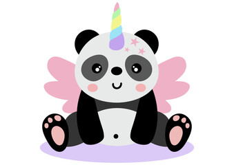 Happy unicorn panda with wings © soniagoncalves
