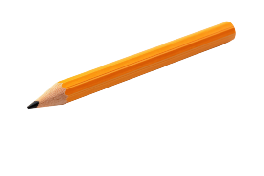 Orange Pencil on White Background. On a White or Clear Surface PNG Transparent Background.