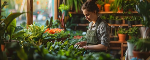 Horticulture Enthusiast Discovering Exotic Botanicals in a Lush Indoor Nursery
