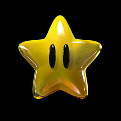 yellow star from super mario, black background