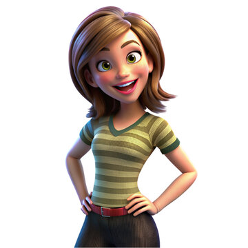 A young girl looking so happy for advertising. Minimal style. 3d render