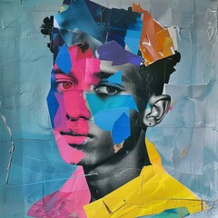collage portrait of a young black boy