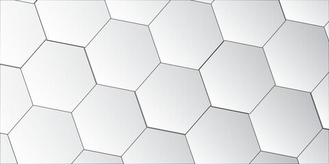 Technological hexagonal background with blue neon illumination