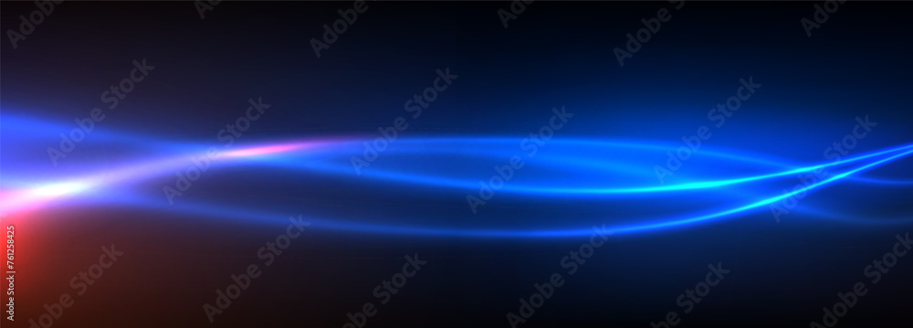 Poster futuristic neon light line trails. high speed effect dynamic neon stripe lights in motion. luminous 