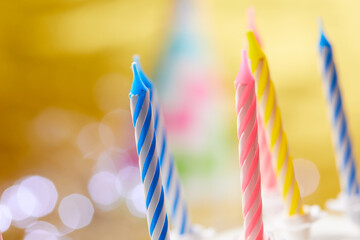birthday candles  on the yellow background