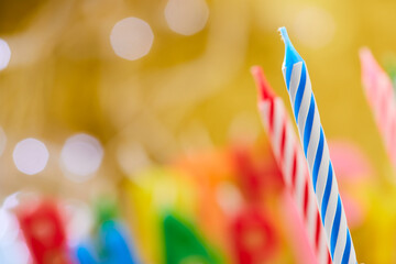 birthday candles  on the yellow background