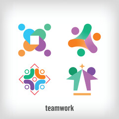 Creative teamwork logo. Uniquely designed color transitions. Society, family and cooperation logo template vector.
