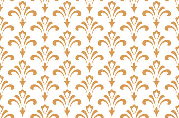 Flower geometric pattern. Seamless vector background. Golden and white ornament