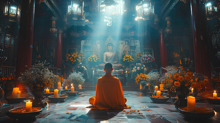 Meditation of a monk. Zen, peace of mind.	 - obrazy, fototapety, plakaty