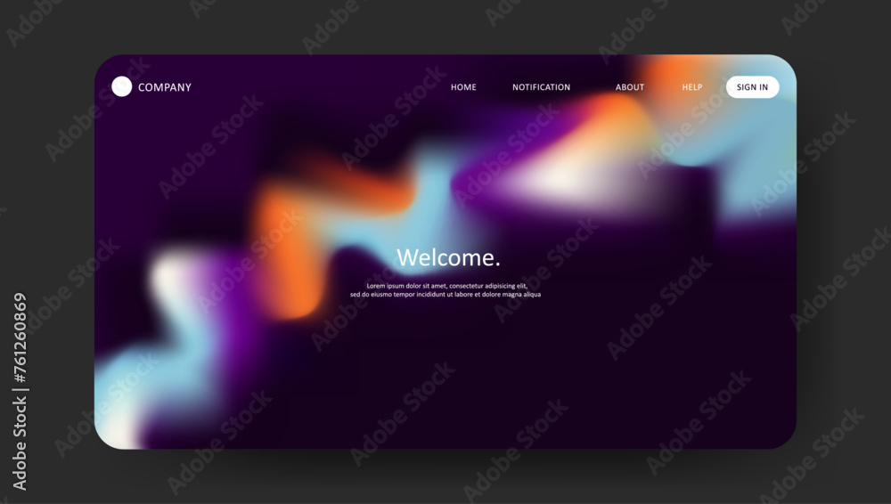 Wall mural abstract futuristic gradient mesh dark design of landing page. retro gradient mesh website design