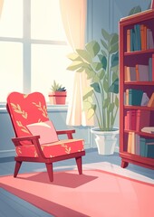 Cozy Armchair in a Room with Books