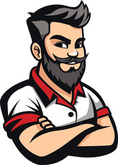 Stoic Sentinel Man Mascot Vector Logo Standing Tall for Your Brand's Honor