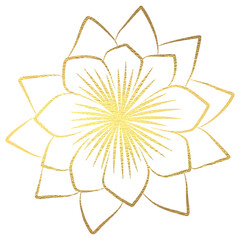 Golden lotus flower line art