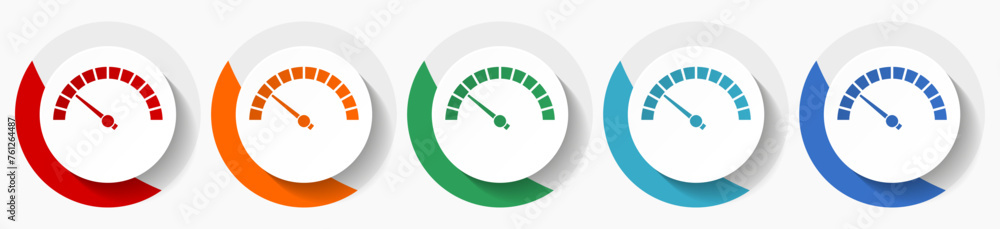 Leinwandbilder speed meter, fast indicator vector icon set, flat icons for logo design, webdesign and mobile applic