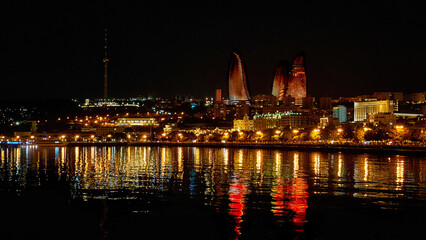 Night view at the Baku city