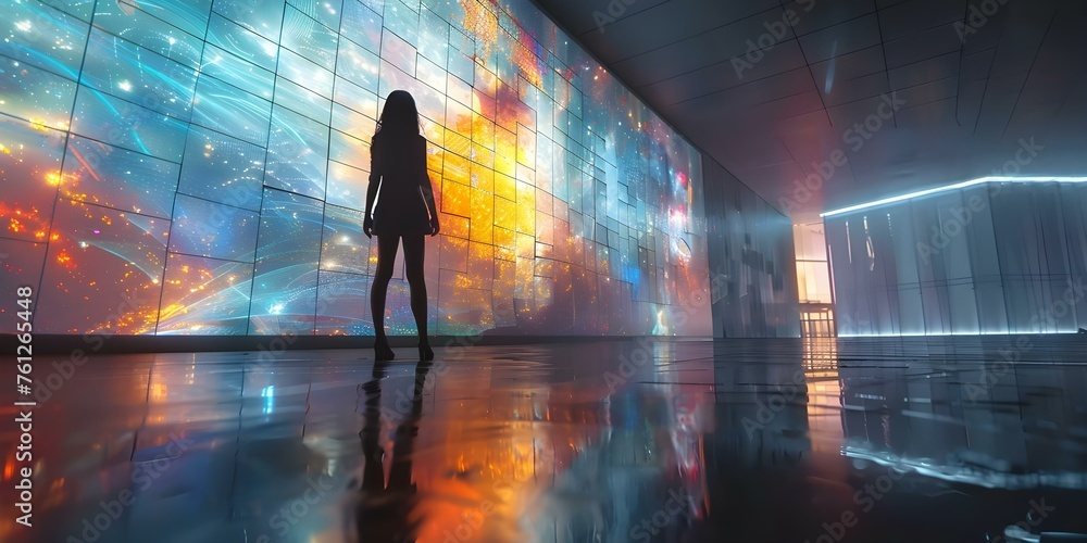 Poster protecting digital landscapes: exploring the intersection of cybersecurity and art. concept cybersec