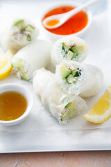 Healthy fresh rolls with vegetables