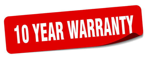 10 year warranty sticker. 10 year warranty label