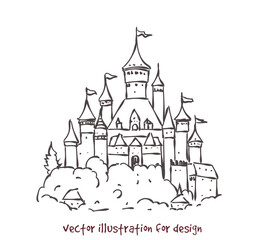 vector sketch of European medieval castle