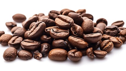 Obraz premium Heap of coffee beans isolated, AI Generative
