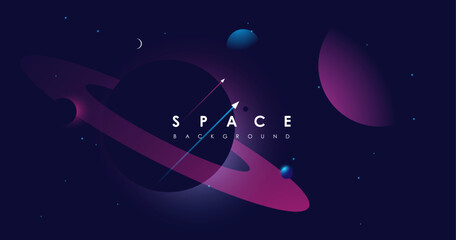 Universe background for presentation design. Brochure template with space elements. Minimalistic color space. Universe exploration concept.