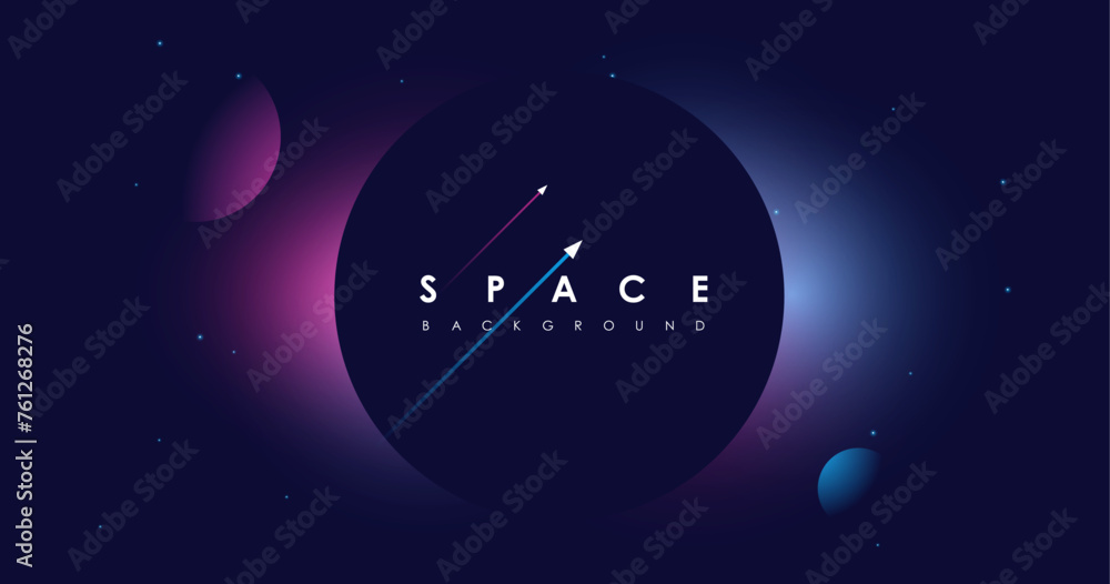 Poster universe background for presentation design. brochure template with space elements. minimalistic col