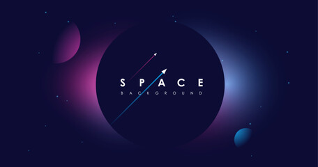 Universe background for presentation design. Brochure template with space elements. Minimalistic color space. Universe exploration concept. - obrazy, fototapety, plakaty