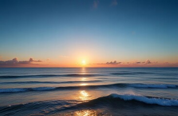 Sunset,Blue sea and blue sky with clouds nature background
