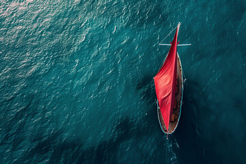 Boat with a red sail