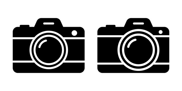 Photo camera icon set basic simple design