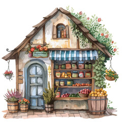Spring Book Store Watercolor Clipart