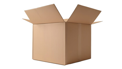 open cardboard box package box cutout on isolated transparent background 