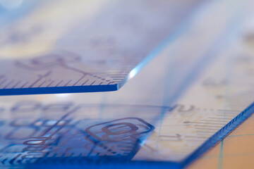 Plastic rulers on the white