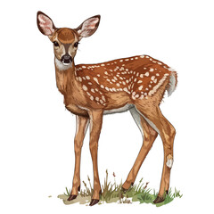 Spring Roe Deer Clipart isolated on white background