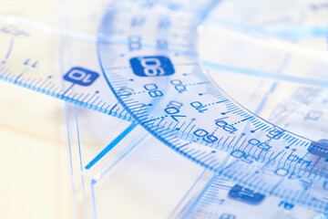 Plastic rulers on the white