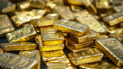 Stack of Shiny Gold Bars on White Background Symbolizing Wealth and Investment
